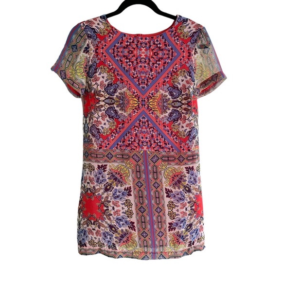 Lulu’s Sangria Coral Pink Tile Print Shift Dress - Picture 5 of 6